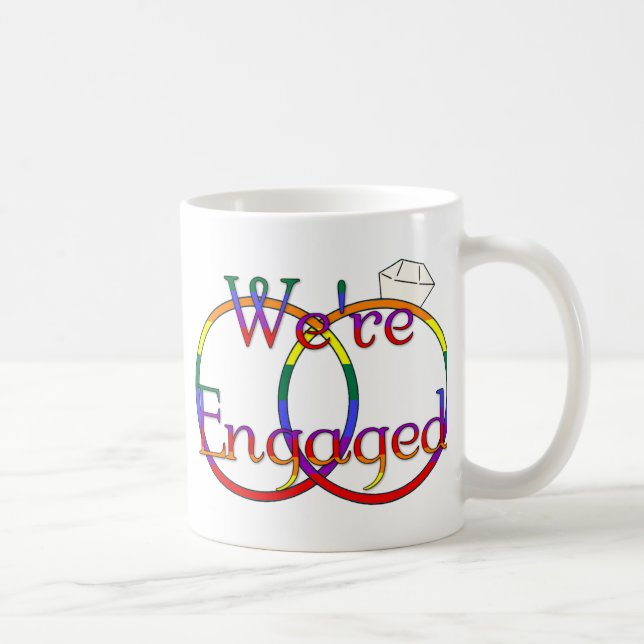 Caneca De Café Estamos engajados Rainbow Wedding Rings (Direita)