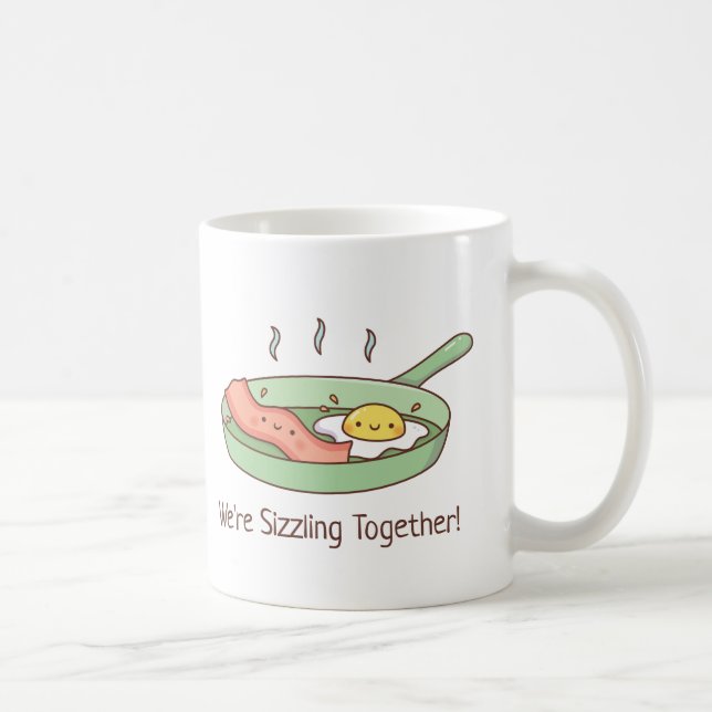Caneca De Café Estamos Estalando Juntos, Bacon e Ovo Doodle (Direita)