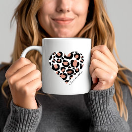 Caneca De Café Estampa de Animal Guepardo Leopardo Padrão Coração