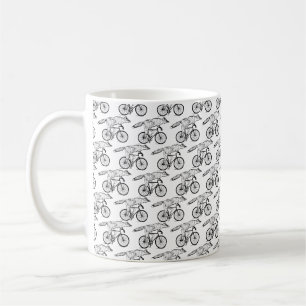 Caneca De Café Estampa de Arte de Raposa Fantasiosa em Bicicleta