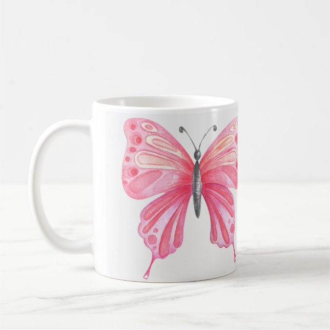 Caneca De Café Estampa de Borboleta Ilustrada à Mão (Esquerda)