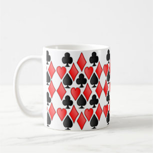Caneca De Café Estampa de Espadas de Diamantes de Coração e Paus
