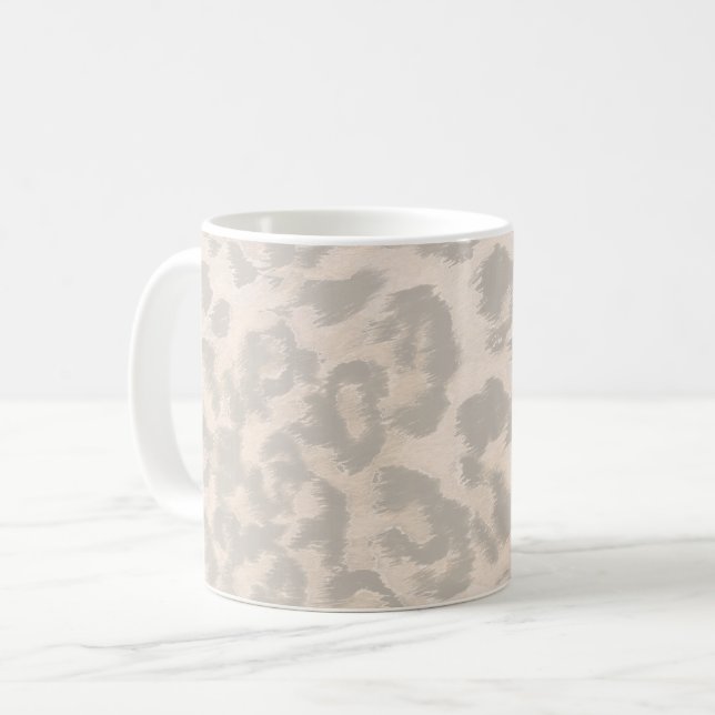 Caneca De Café Estampa de leopardo bege. (Frente Esquerda)