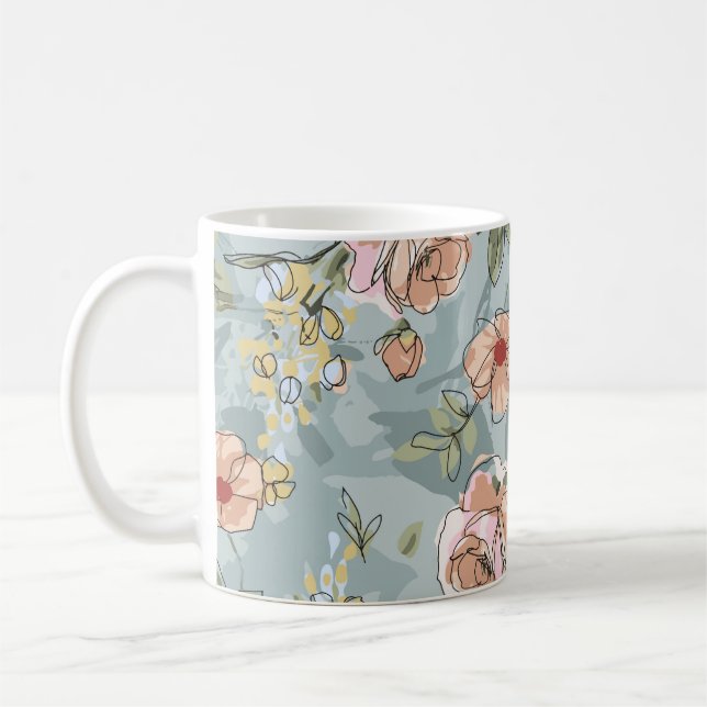 Caneca De Café estampagem em forma de flor, design, ilustração, a (Esquerda)