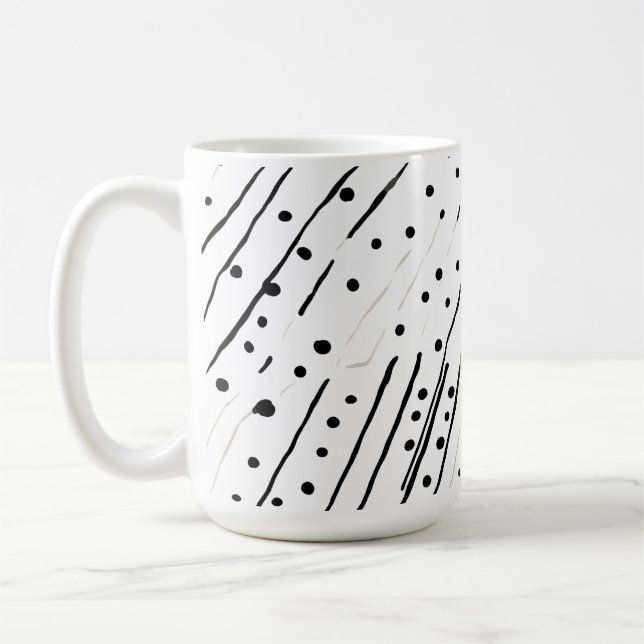 Caneca De Café Estampas ou bolinhas pretas, brancas, de cinza (Esquerda)