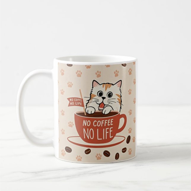 Caneca De Café Estampas pequenas de pata de gato e Poster de café (Esquerda)