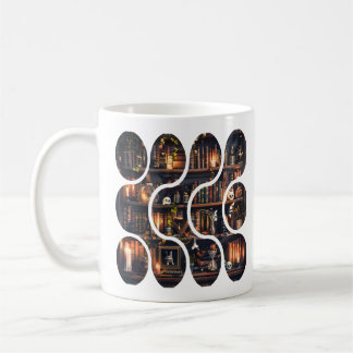 Caneca De Café Estante Mágica da Dark Academia Design Vintage