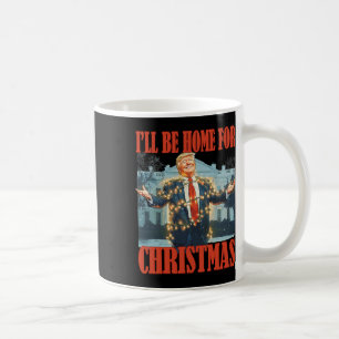 Caneca De Café Estarei em Casa no Natal Papai Noel Divertido Trum