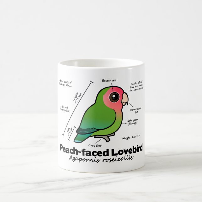 Caneca De Café estatísticas Pêssego-enfrentadas do Lovebird (Centro)