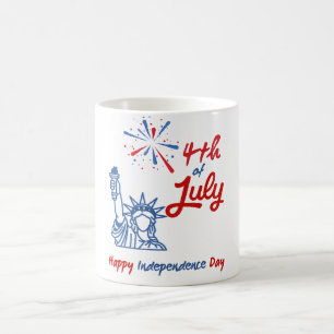 Caneca De Café Estátua "4 de julho" do Fogos de Artifício da Libe