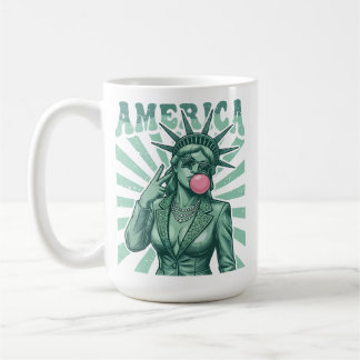 Caneca De Café Estátua da Liberdade Americana Chiclete Patriótico