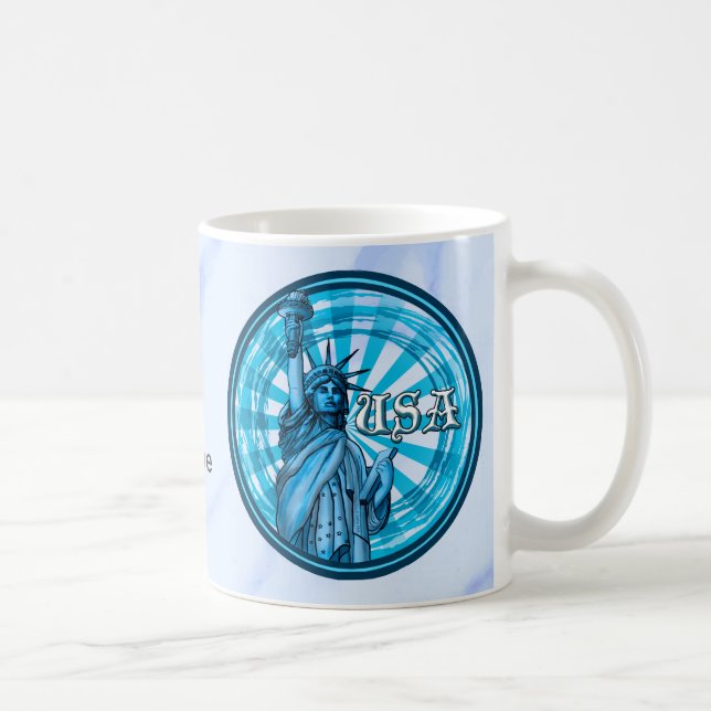 Caneca De Café Estátua da Liberdade Azul EUA (Direita)