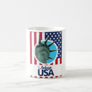 Caneca De Café Estátua da Liberdade vintage EUA pôster de viagem