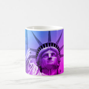 Caneca De Café Estátua de Arte Pop Azul da Liberdade em Nova Iorq