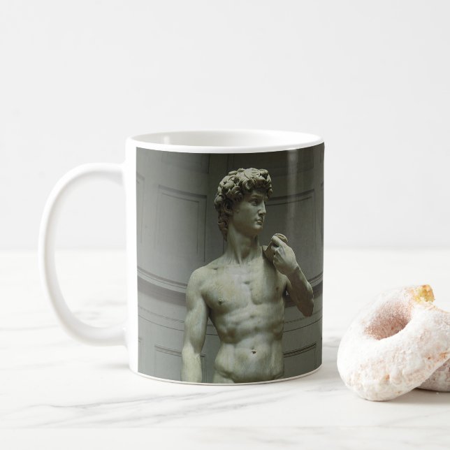 Caneca De Café Estátua de Michelangelo de David (Com Donut)