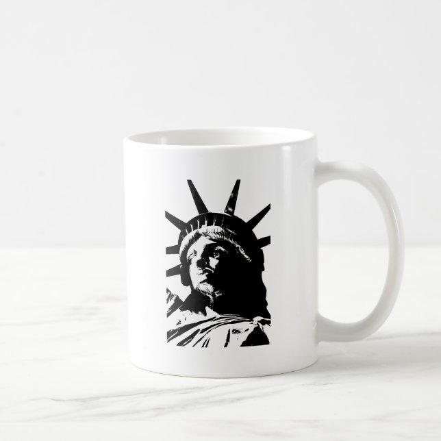 Caneca De Café Estátua de Pop de Arte Negra e Branca da Liberdade (Direita)