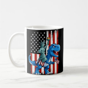 Caneca De Café Estátua Dinossaura Liberdade 4 De Julho Bandeira A
