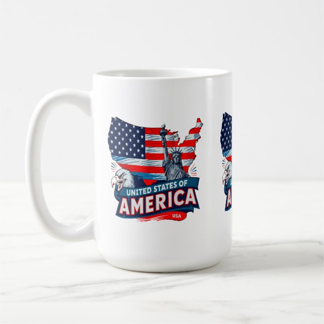 Caneca De Café Estátua Patriótica dos Designs de Bandeira da Libe (Esquerda)
