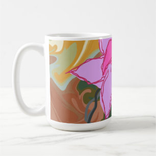 Caneca De Café Este design de arte floral abstrata combina floral