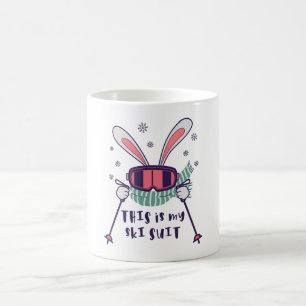 Caneca De Café Este é o meu Coelho de Esqui de Ski com bastões de