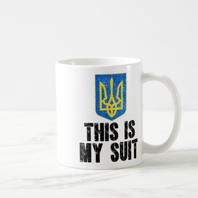 Caneca De Café Este é o meu terno de apoio à Ucrânia Tridente Ucr (Direita)