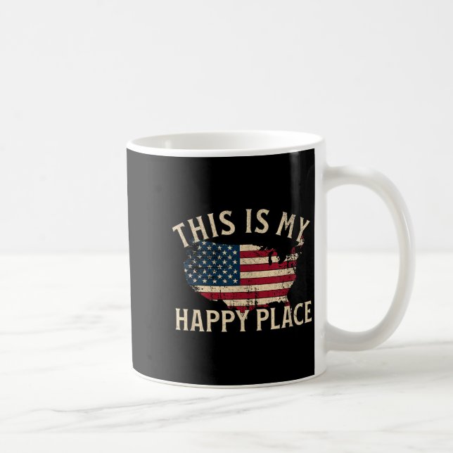 Caneca De Café Este é um lugar feliz bandeira americana mapa usa  (Direita)