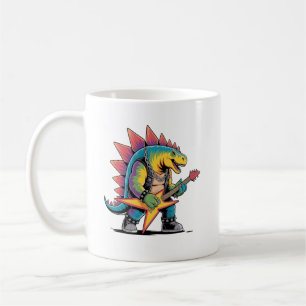 Caneca De Café Estegossauro de Punk Rock Tocando Guitarra