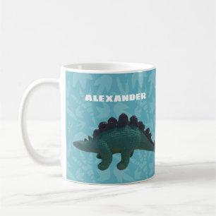 Caneca De Café Estegossauro Toy Dinossaur Azul e Verde