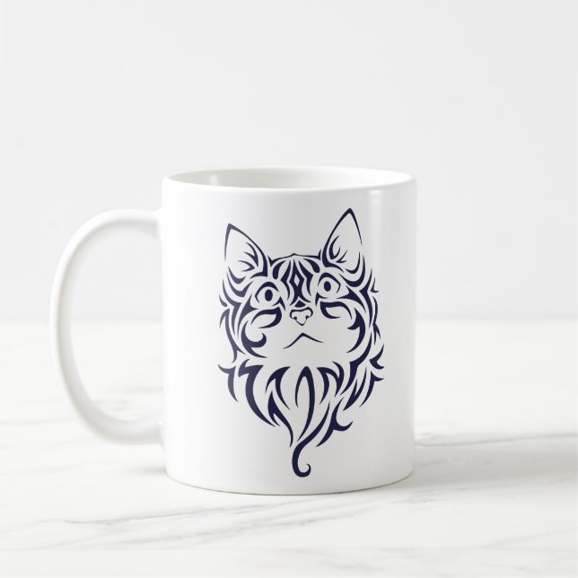 Caneca De Café Estêncil dianteiro da cara do gatinho do gato do (Esquerda)