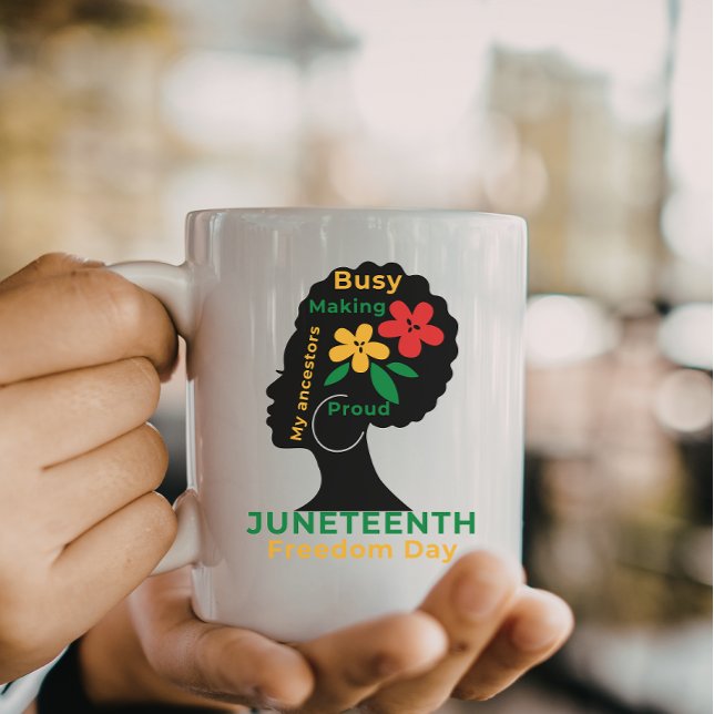 Caneca De Café Estética afro-mulher História Negra Juneteenth (Criador carregado)