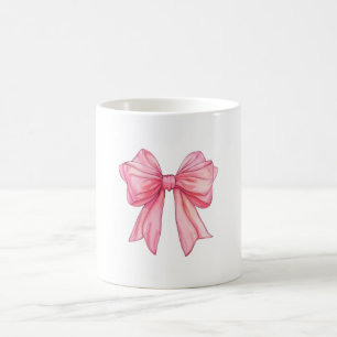 Caneca de Café Estética com Laço de Fita Rosa Chic
