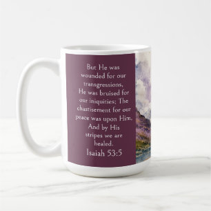 Caneca De Café Estética das Terras Altas da Escócia, Isaías 53:5