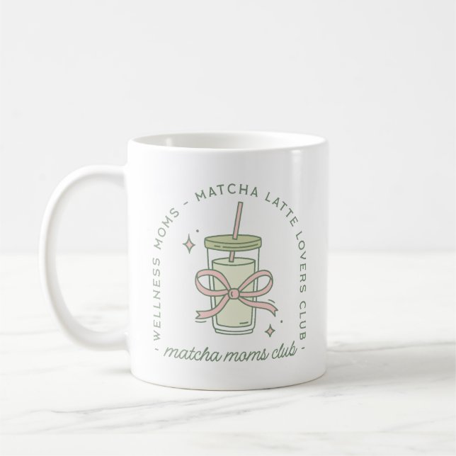 Caneca De Café Estética de bem-estar com latte de matcha para mãe (Esquerda)