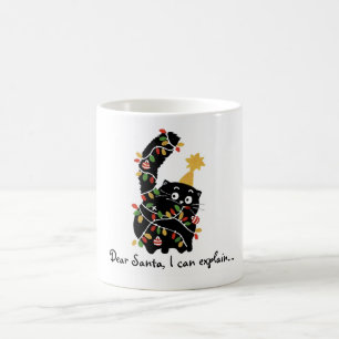 Caneca De Café Estética de Natal Gato do Papai Noel Bonito Divert
