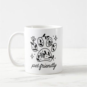 Caneca De Café Estética de pata de cachorro floral amiga do anima