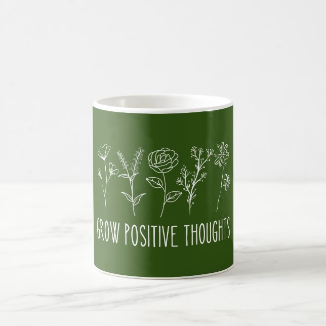 Caneca De Café Estética de Pensamentos Positivos Crescem  (Centro)