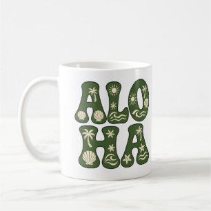 Caneca De Café Estética de Praia Tropical Retro Aloha Personaliza