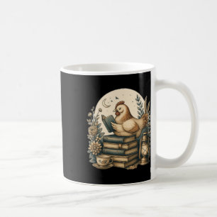 Caneca De Café Estética Fofo de Casa de Campo Frango Lendo Livro
