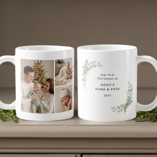 Caneca De Café Estética Foto do Primeiro Natal dos Novos Avós