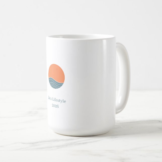 Caneca De Café Estética Japonesa Sol e Mar (Frente Esquerda)