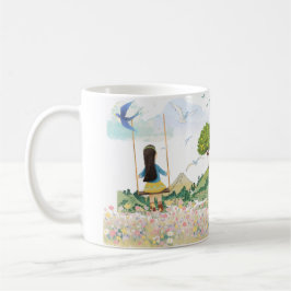 Caneca de Café Estética Menina no Balanço - M Fofo