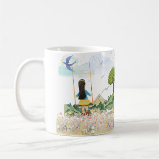 Caneca de Café Estética Menina no Balanço - M Fofo