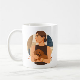 Caneca De Café Estética Moderna de Mãe de Cachorro com Cachorrinh