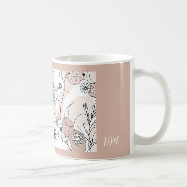 Caneca De Café Estética Moderna Neutral Boho Brown (Direita)