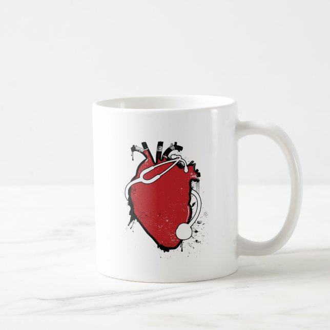 Caneca De Café estetoscópio anatômico do coração (Direita)