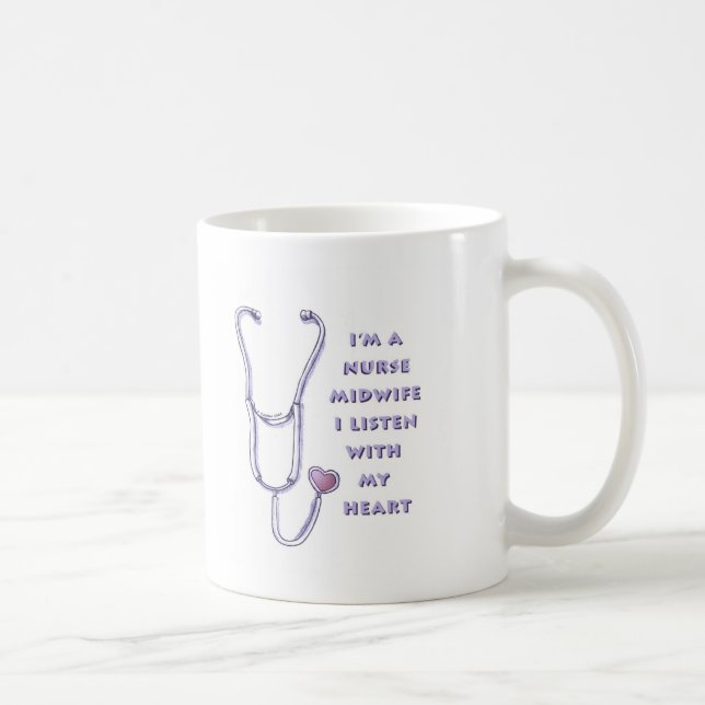 Caneca De Café Estetoscópio Coração Parteira Enfermeira (Direita)