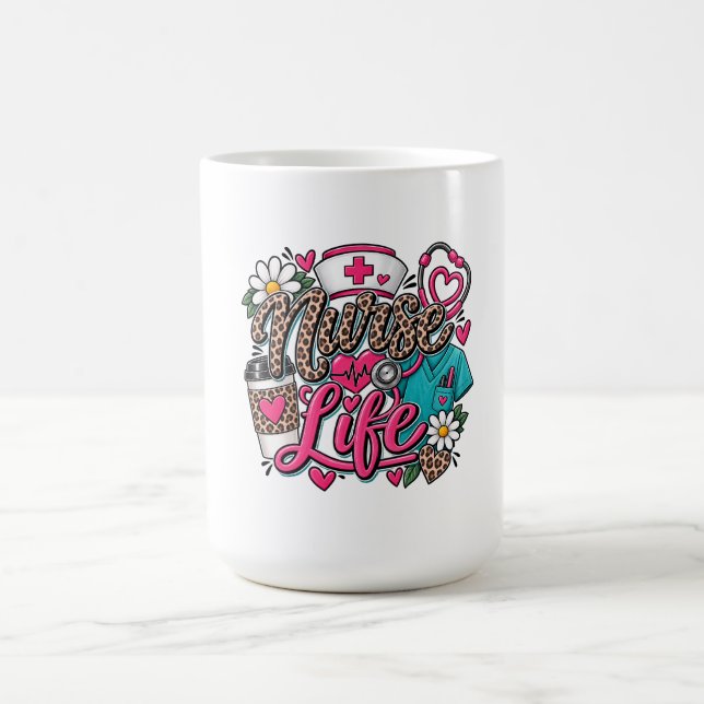Caneca De Café Estetoscópio de Coração com Impressão de Leopardo  (Centro)