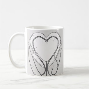 Caneca De Café Estetoscópio Linha Arte Presente Enfermeira Profis