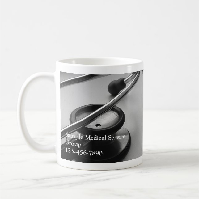 Caneca De Café Estetoscópio médico, preto e branco (Esquerda)