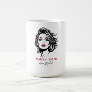 Caneca De Café Estilista de Cabelo Personalizado com Rosto de Bel